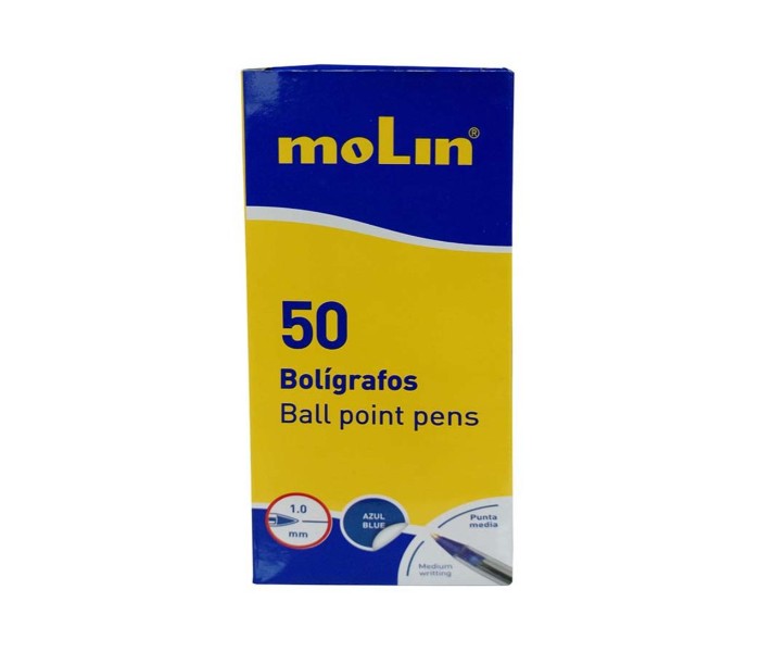 Boite de 50 stylos à bille bleus - MoLin