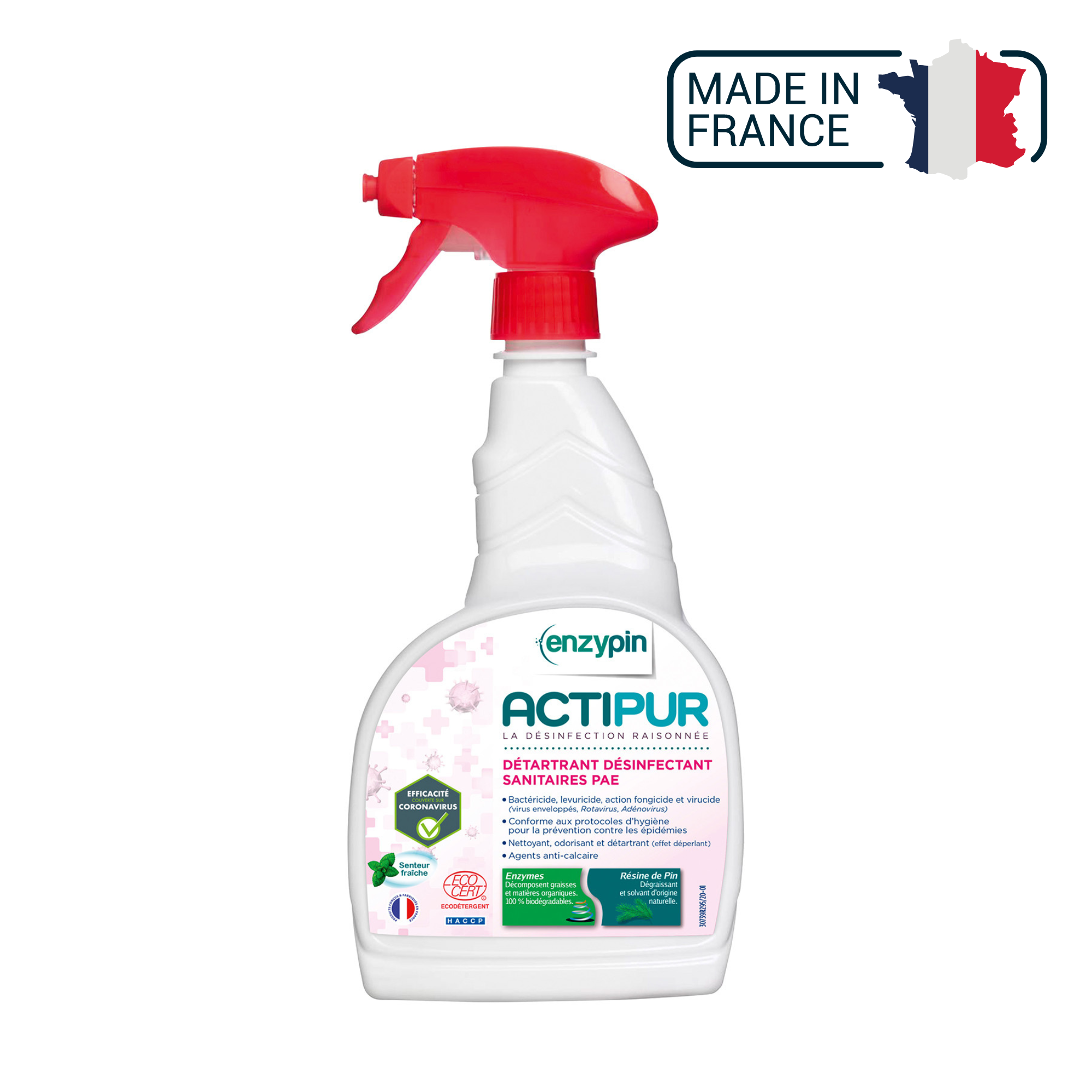 Détartrant Désinfectant Sanitaires ACTIPUR - Spray 750 mL - Enzypin