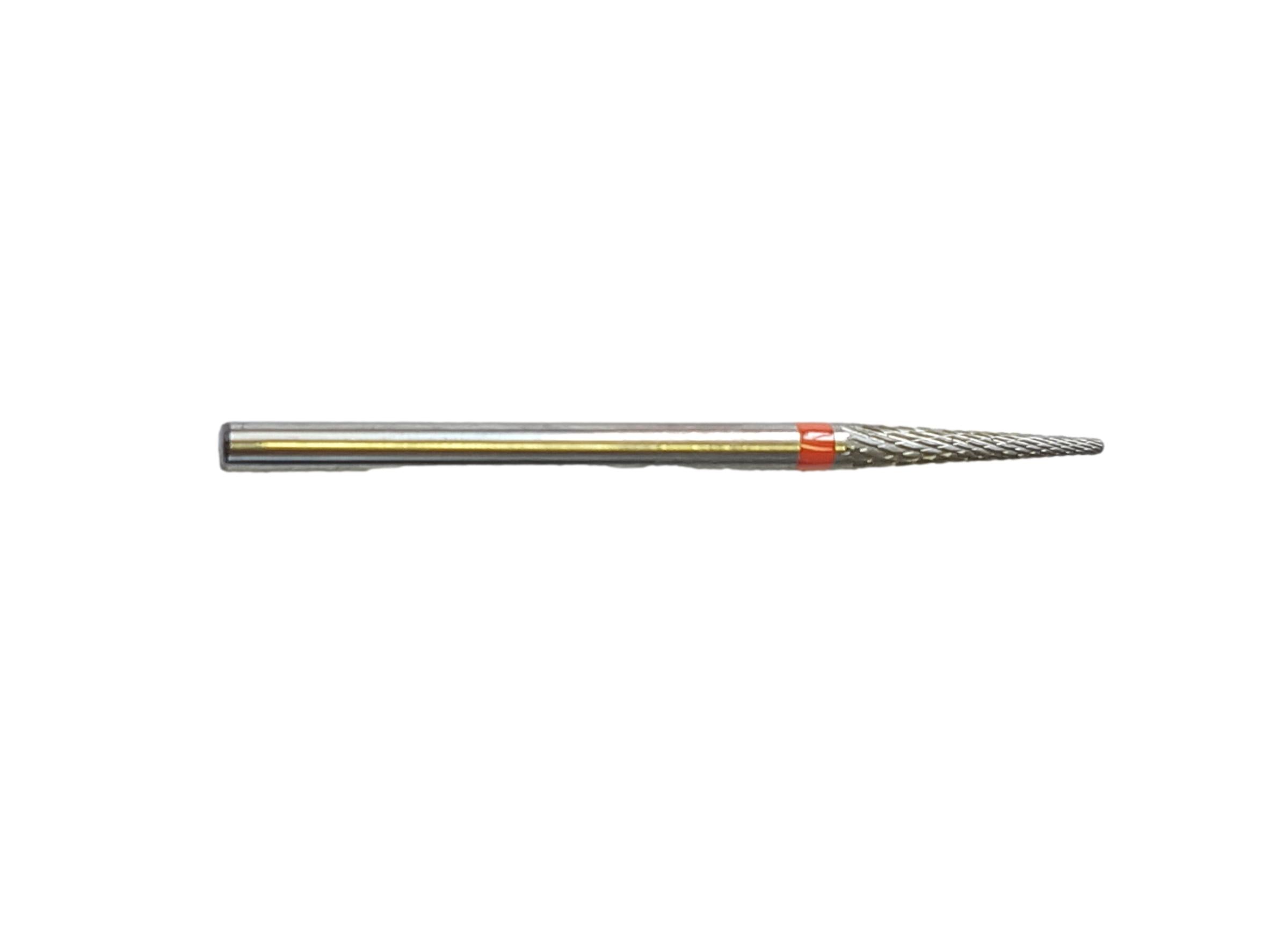 Fraise E0120 Carbure de tungstène - Abrasion et finition des ongles fins - Denture croisée fine - Forme conique - 2,3 mm
