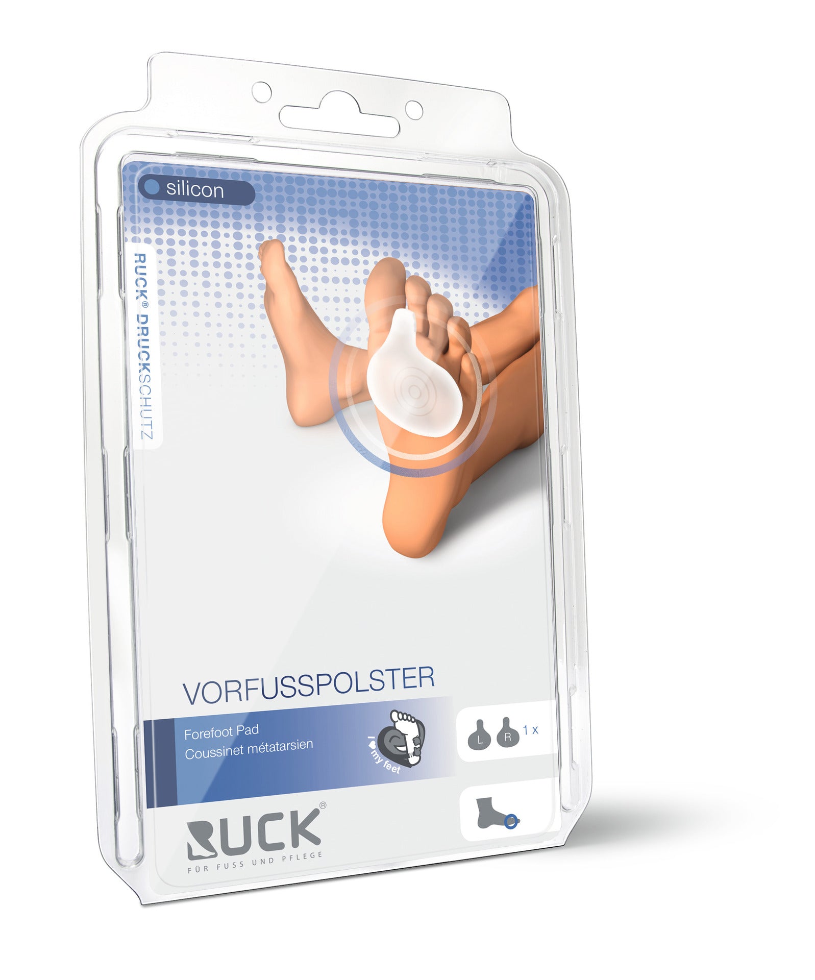 Protection pour métatarsalgies - Coussinets en silicone à l'avant du pied - Ruck