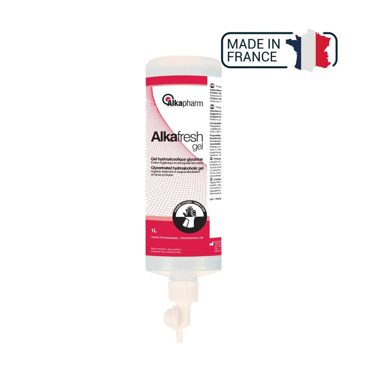 Alkafresh - Gel hydroalcoolique glycériné pour la désinfection des mains - Flacon airless - 1 L - Alkapharm // Destockage Alkapharm 