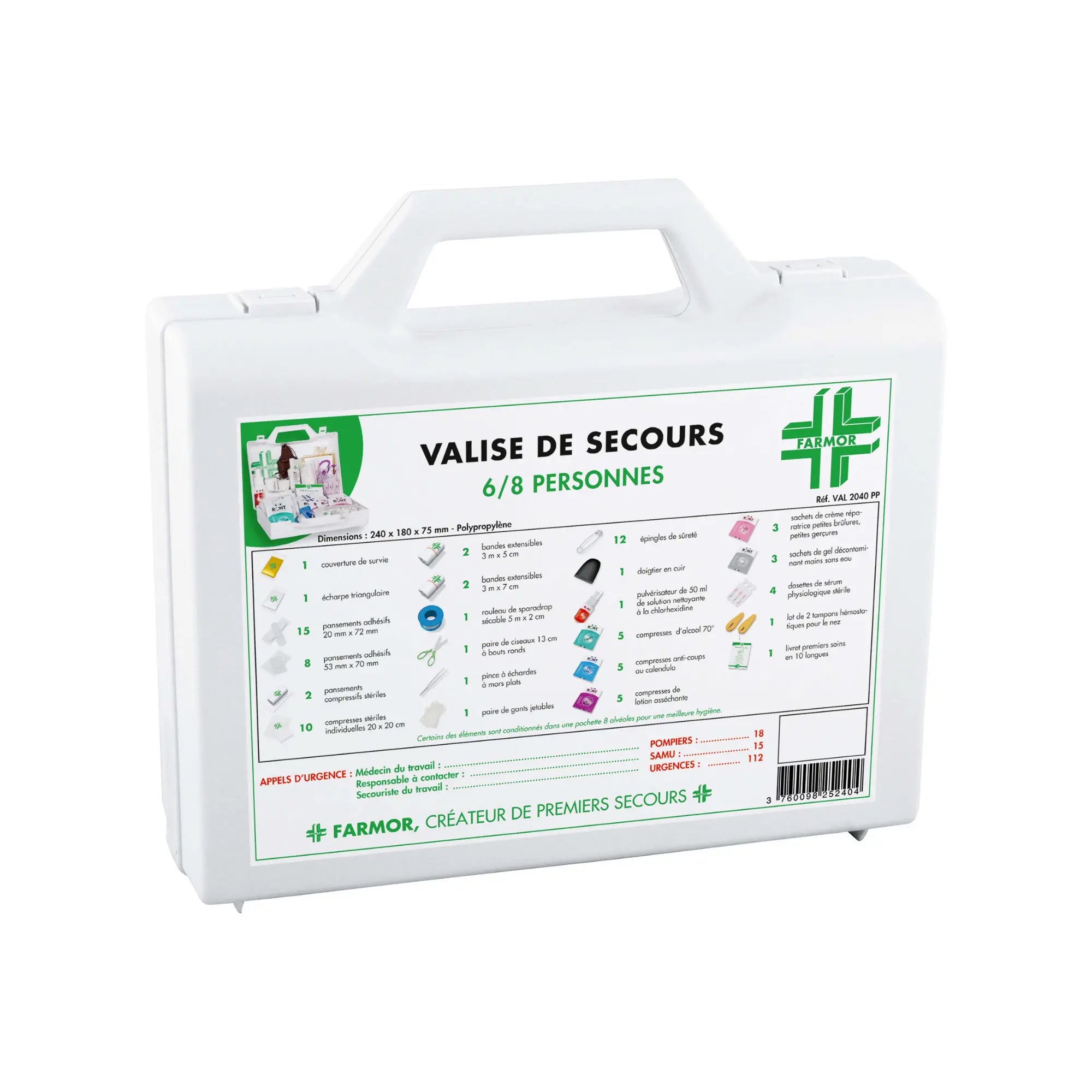 Valise de secours 6 à 8 personnes - Farmor - My Podologie